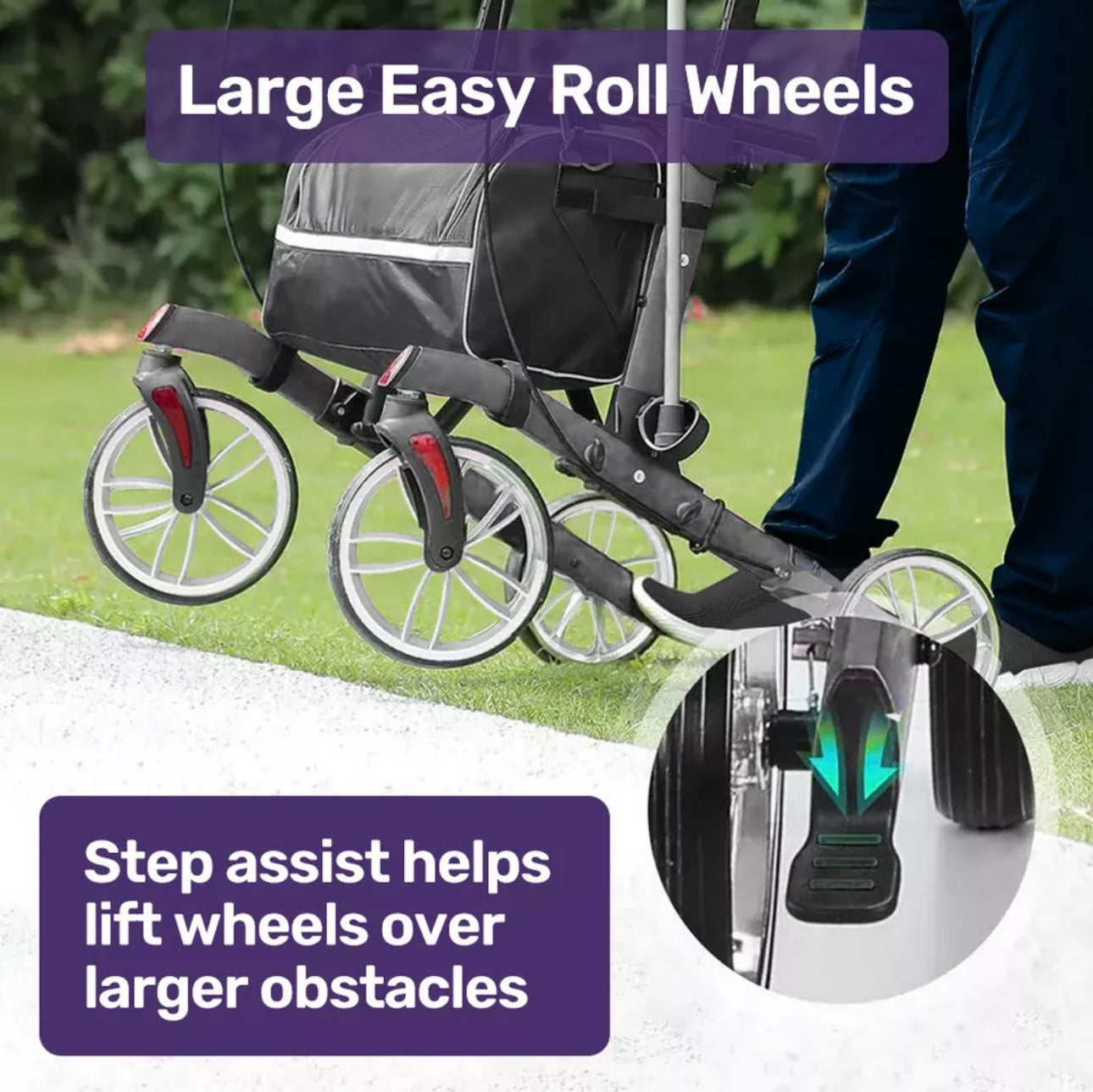 StrideAssist Upright Rollator - Folding Adjustable Walking Frame With Carry Bag And Standing Armrest