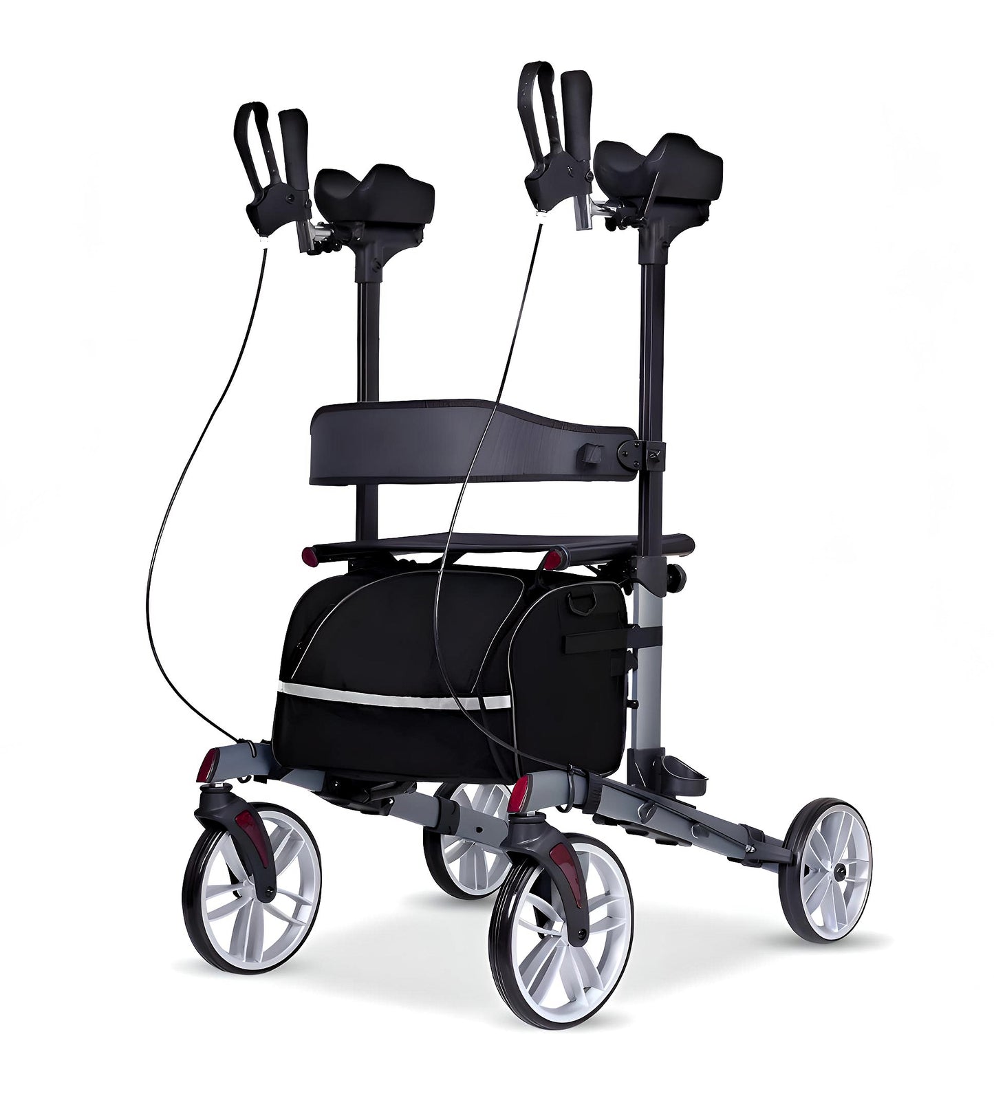 StrideAssist Upright Rollator - Folding Adjustable Walking Frame With Carry Bag And Standing Armrest
