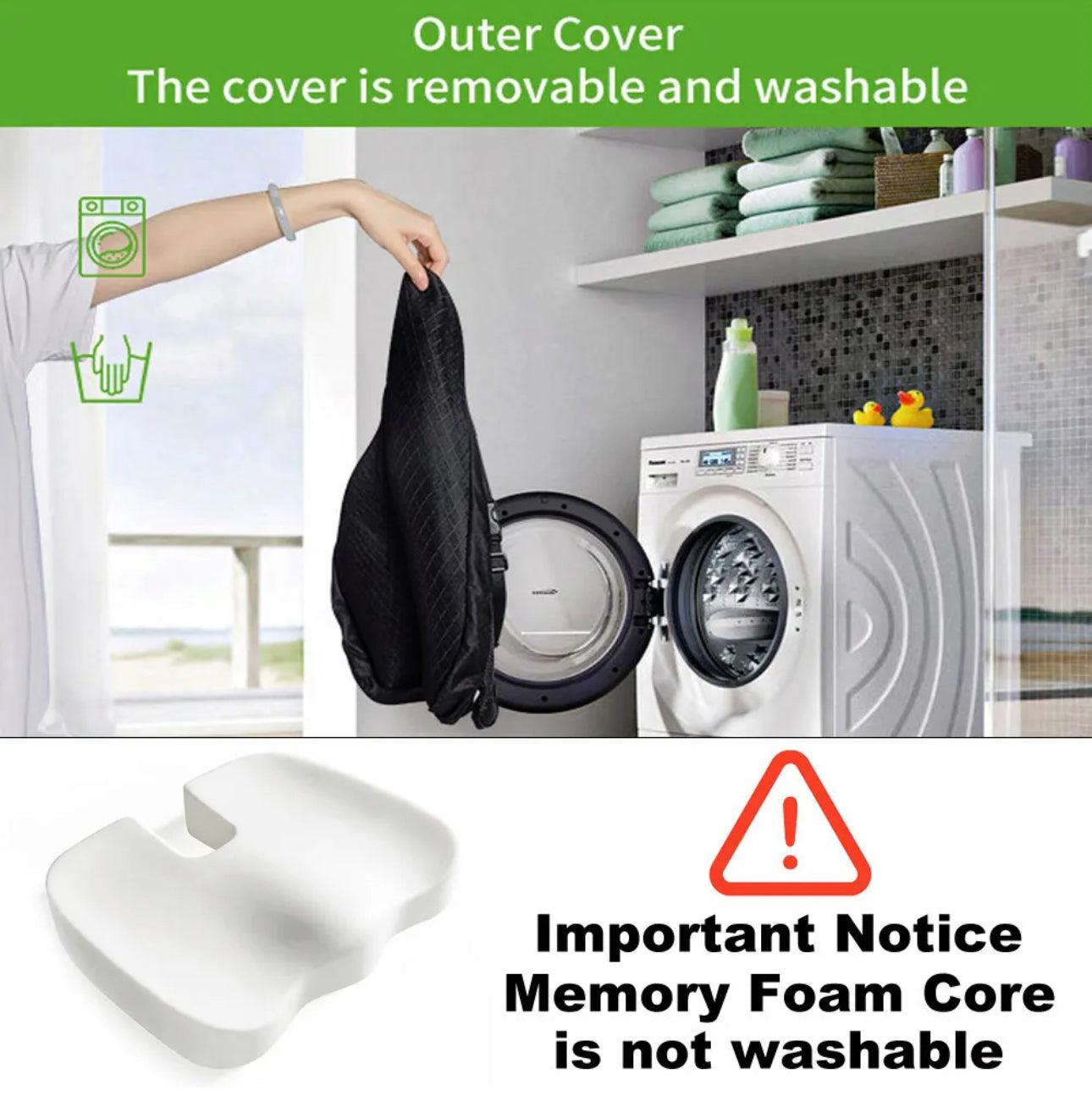 Wheelchair Cushion
- Memory Foam Non Slip Attachable