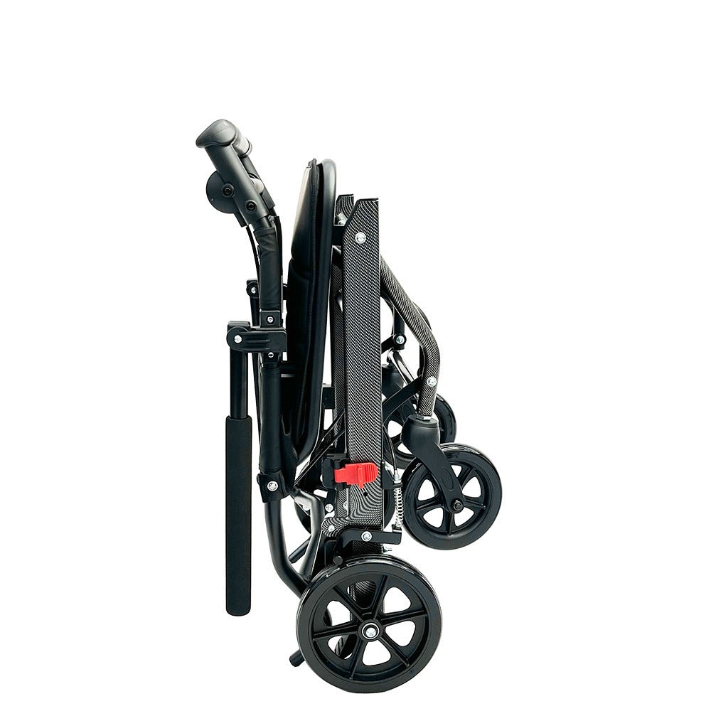 UltraLite: Lightweight Foldable Aluminium Portable Wheelchair Black with Handbrakes