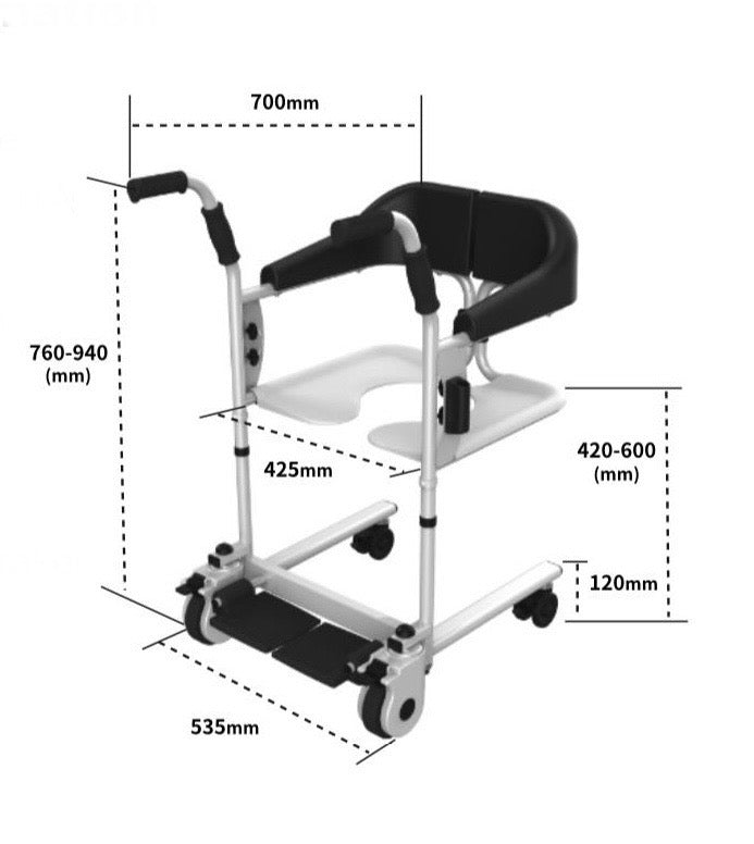 Patient Lift and Transfer Commode Wheelchair 4 in 1 for Hospitals, Aged Care, Home Care