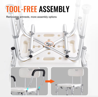 Adjustable Shower Chair Bath Seat With Back Rest