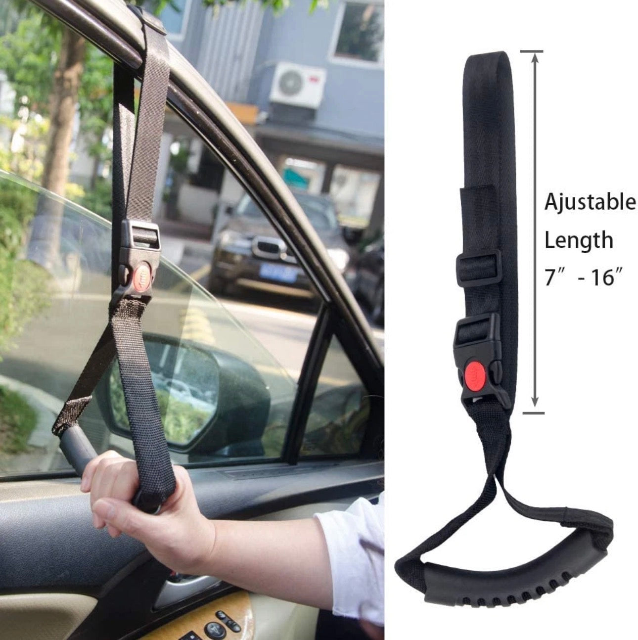 3-in-1 Car Door Assist Handle & Mobility Aid | Window Breaker + Seatbelt Cutter