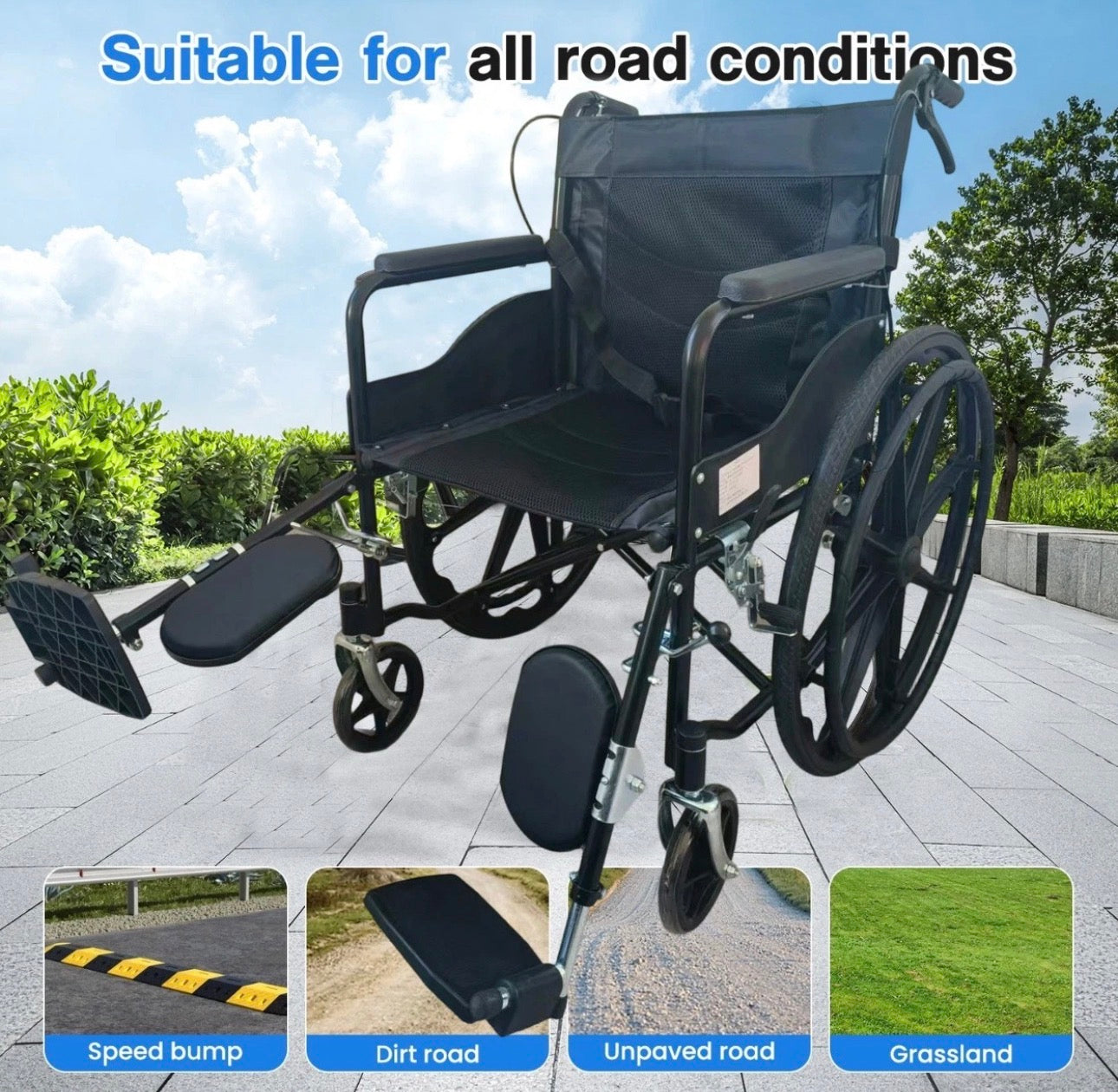 Self Rolling Portable Folding Light Wheelchair