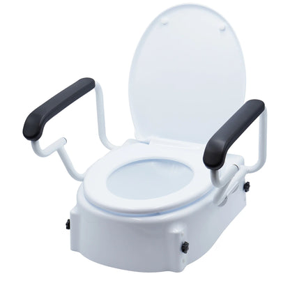 Adjustable Toilet Seat Raiser with Flip-Up Arm Rests