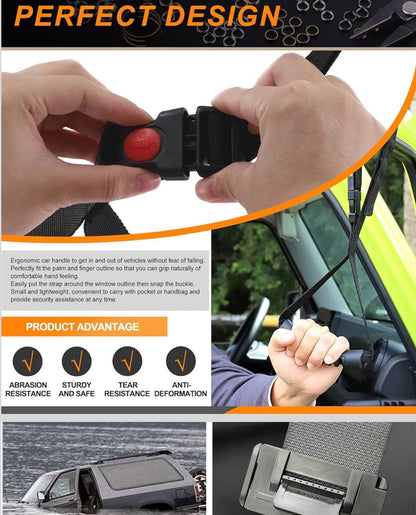 3-in-1 Car Door Assist Handle & Mobility Aid | Window Breaker + Seatbelt Cutter