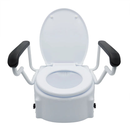 Adjustable Toilet Seat Raiser with Flip-Up Arm Rests