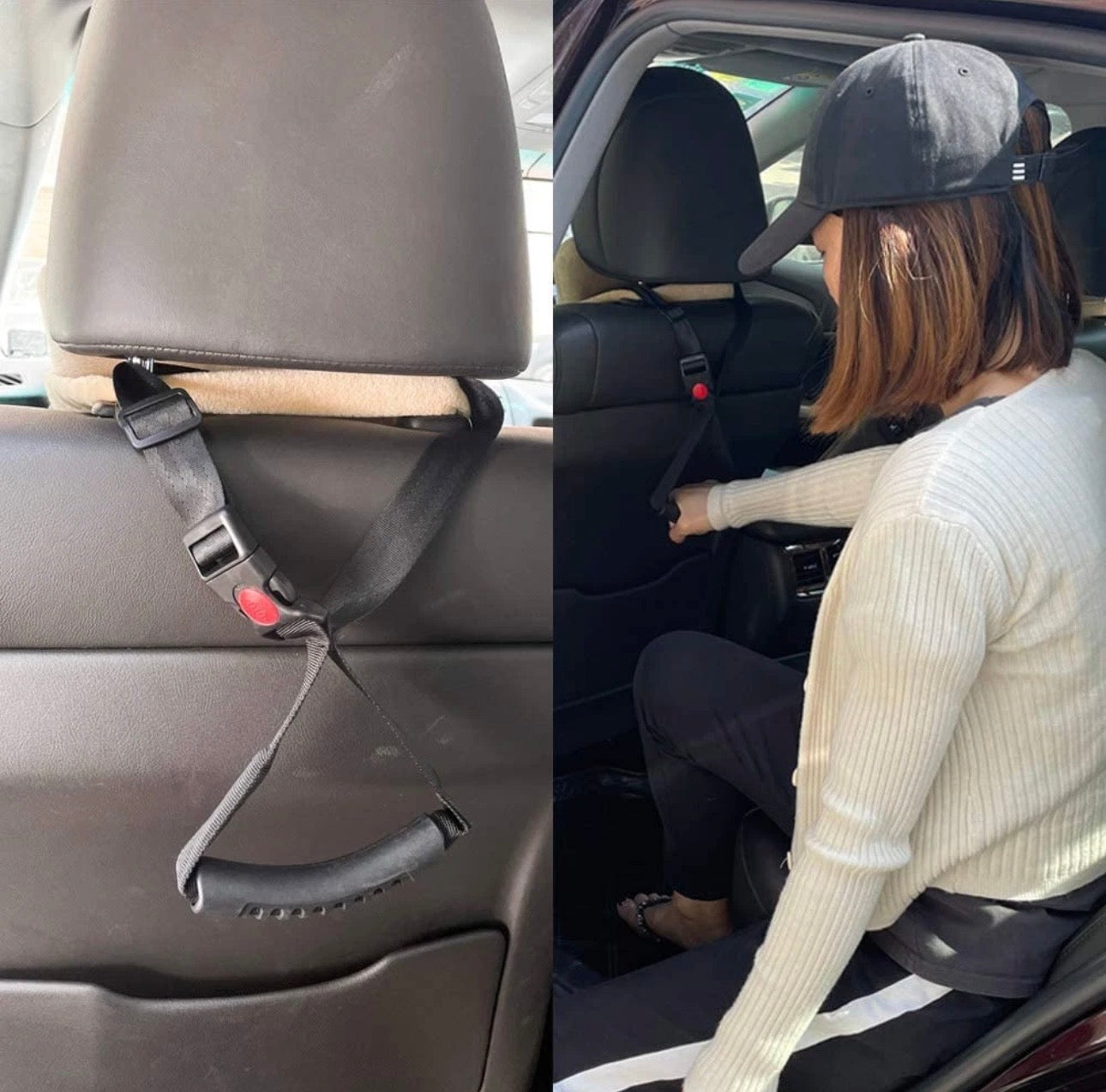 3-in-1 Car Door Assist Handle & Mobility Aid | Window Breaker + Seatbelt Cutter