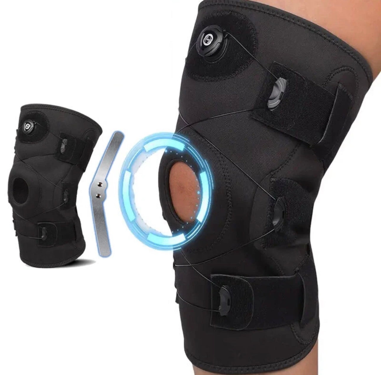 Hinged Knee Brace with Dial-Lock Adjustable Support — Patella Stabilizer for Sports & Pain Relief