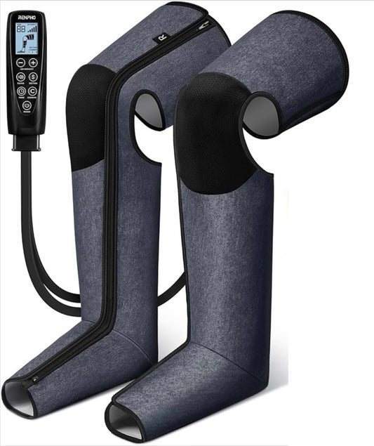 Air Pressure Leg Massager for Circulation and Relaxation, Calf Feet Thigh Massage, Sequential Wraps