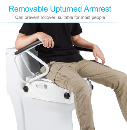 Adjustable Toilet Seat Raiser with Flip-Up Arm Rests