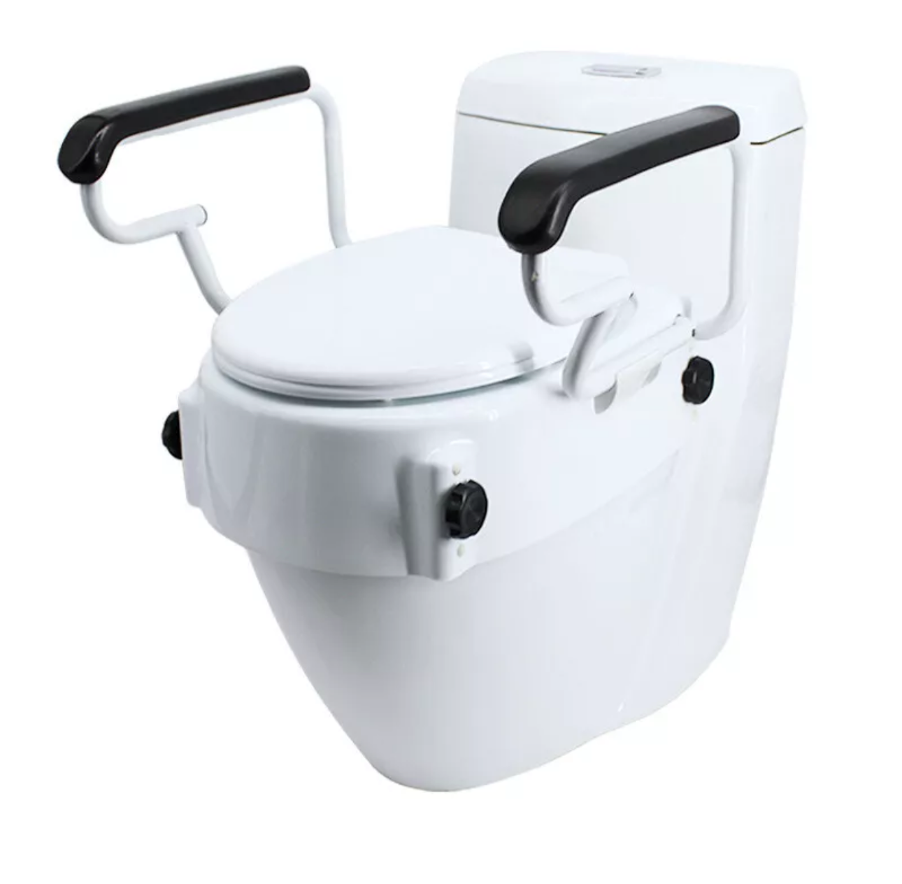 Adjustable Toilet Seat Raiser with Flip-Up Arm Rests