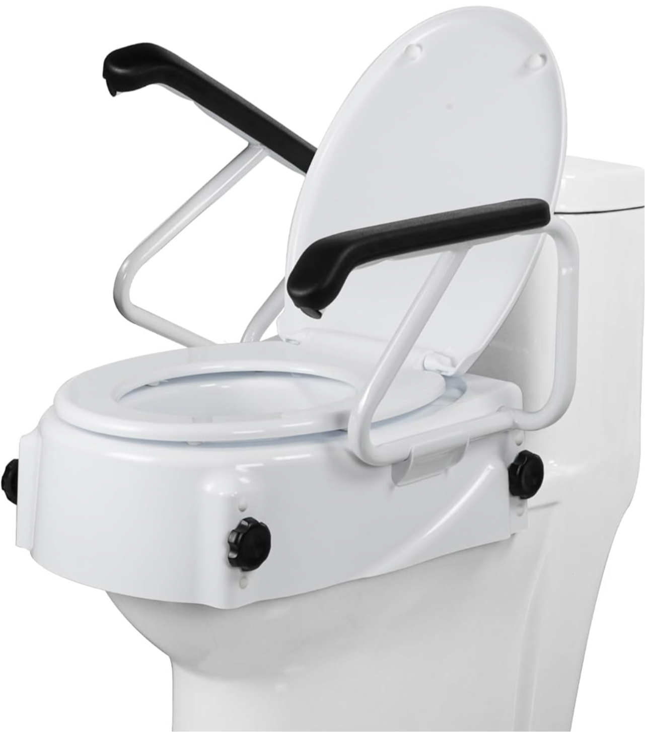 Adjustable Toilet Seat Raiser with Flip-Up Arm Rests