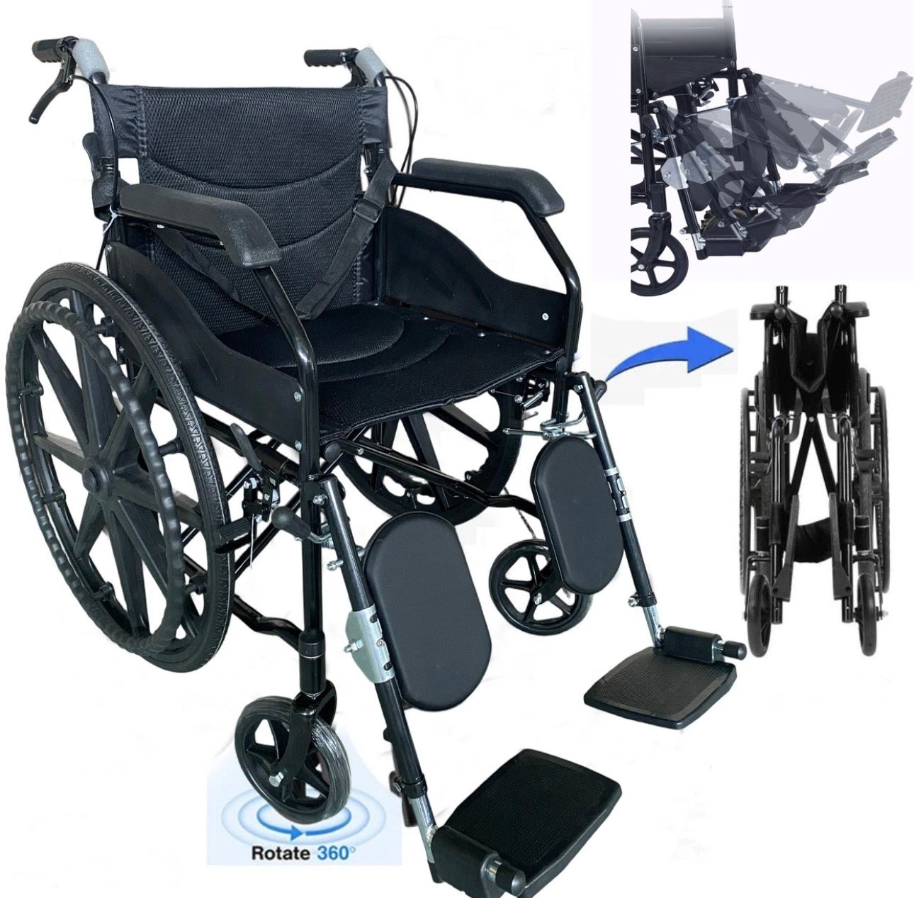 Self Rolling Portable Folding Light Wheelchair
