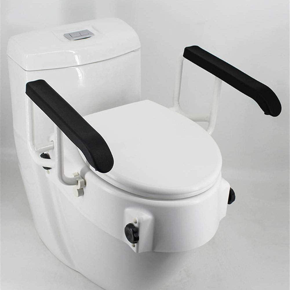 Adjustable Toilet Seat Raiser with Flip-Up Arm Rests