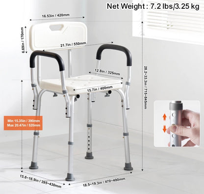 Adjustable Shower Chair Bath Seat With Back Rest