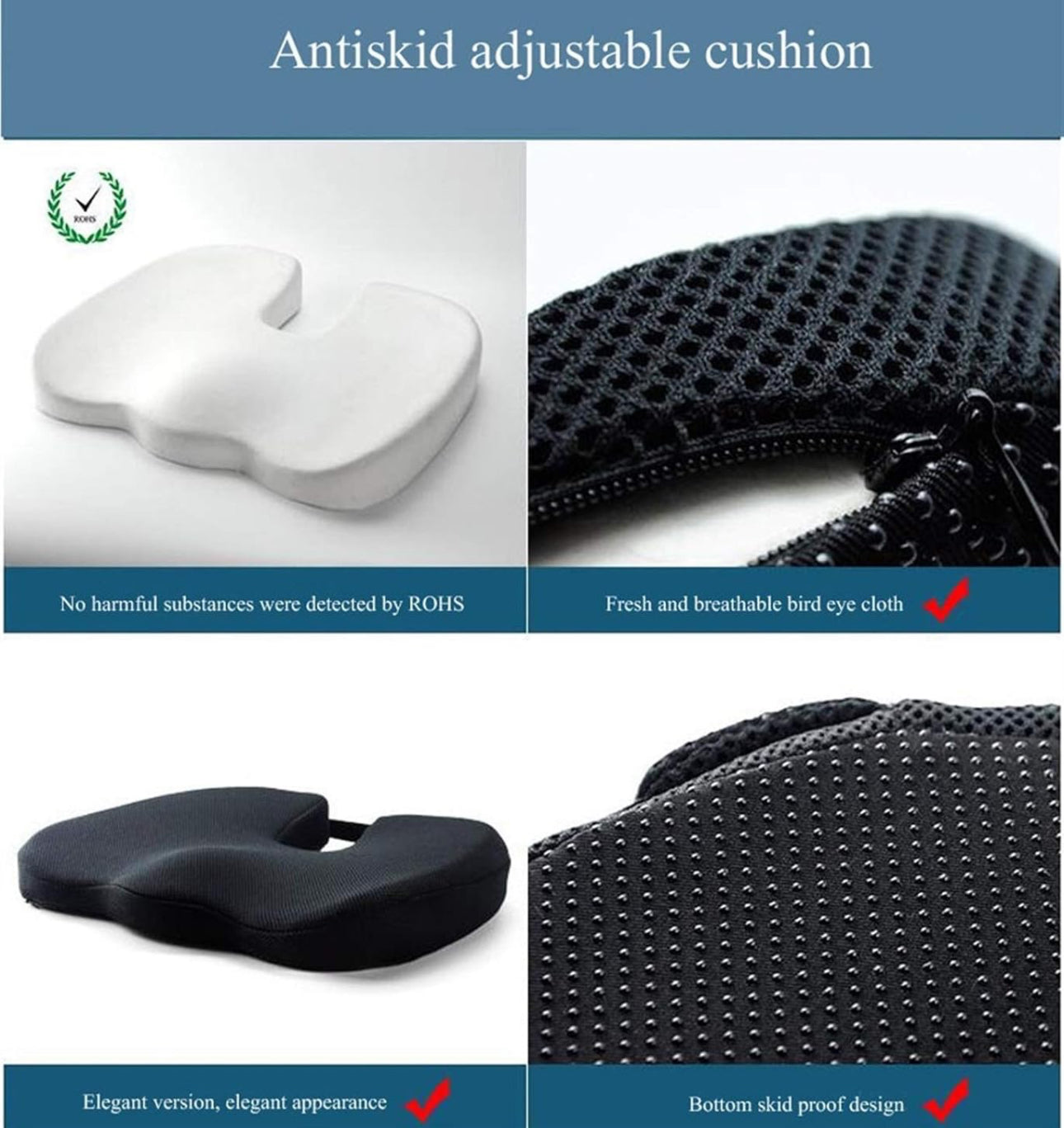 Wheelchair Cushion 
- Memory Foam Non Slip Attachable