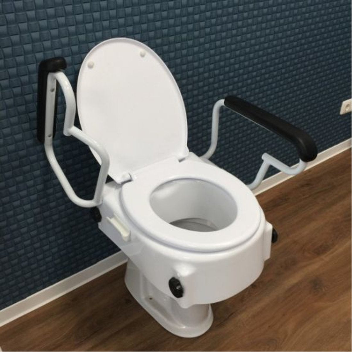 Adjustable Toilet Seat Raiser with Flip-Up Arm Rests