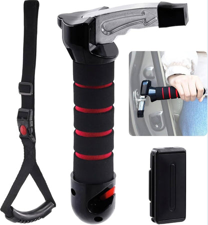 3-in-1 Car Door Assist Handle & Mobility Aid | Window Breaker + Seatbelt Cutter