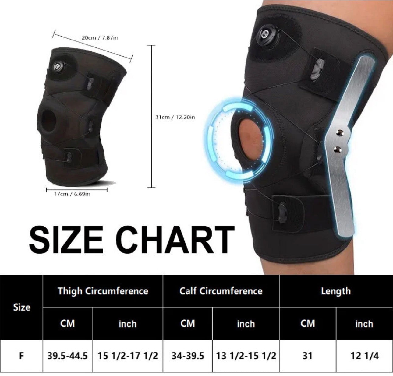 Hinged Knee Brace with Dial-Lock Adjustable Support — Patella Stabilizer for Sports & Pain Relief