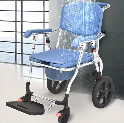 AquaFlex Deluxe: Folding Commode & Shower Wheelchair