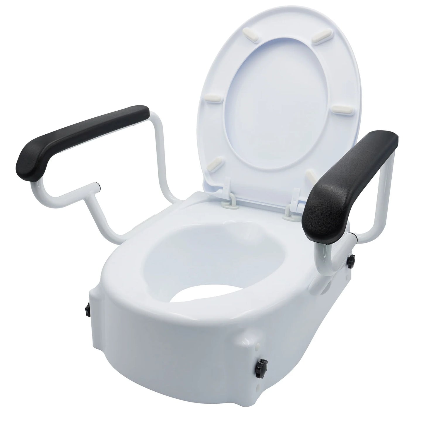 Adjustable Toilet Seat Raiser with Flip-Up Arm Rests