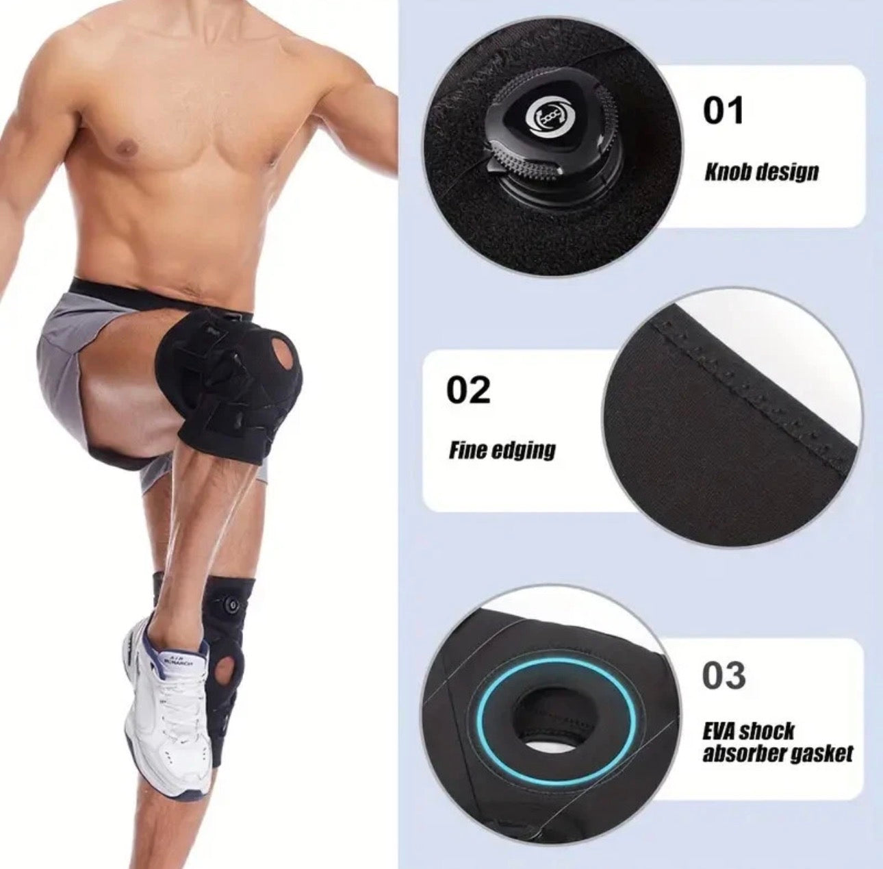 Hinged Knee Brace with Dial-Lock Adjustable Support — Patella Stabilizer for Sports & Pain Relief