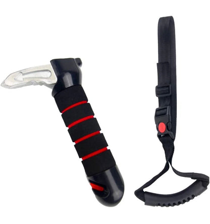 3-in-1 Car Door Assist Handle & Mobility Aid | Window Breaker + Seatbelt Cutter