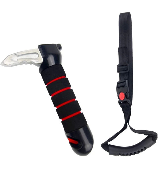 3-in-1 Car Door Assist Handle & Mobility Aid | Window Breaker + Seatbelt Cutter