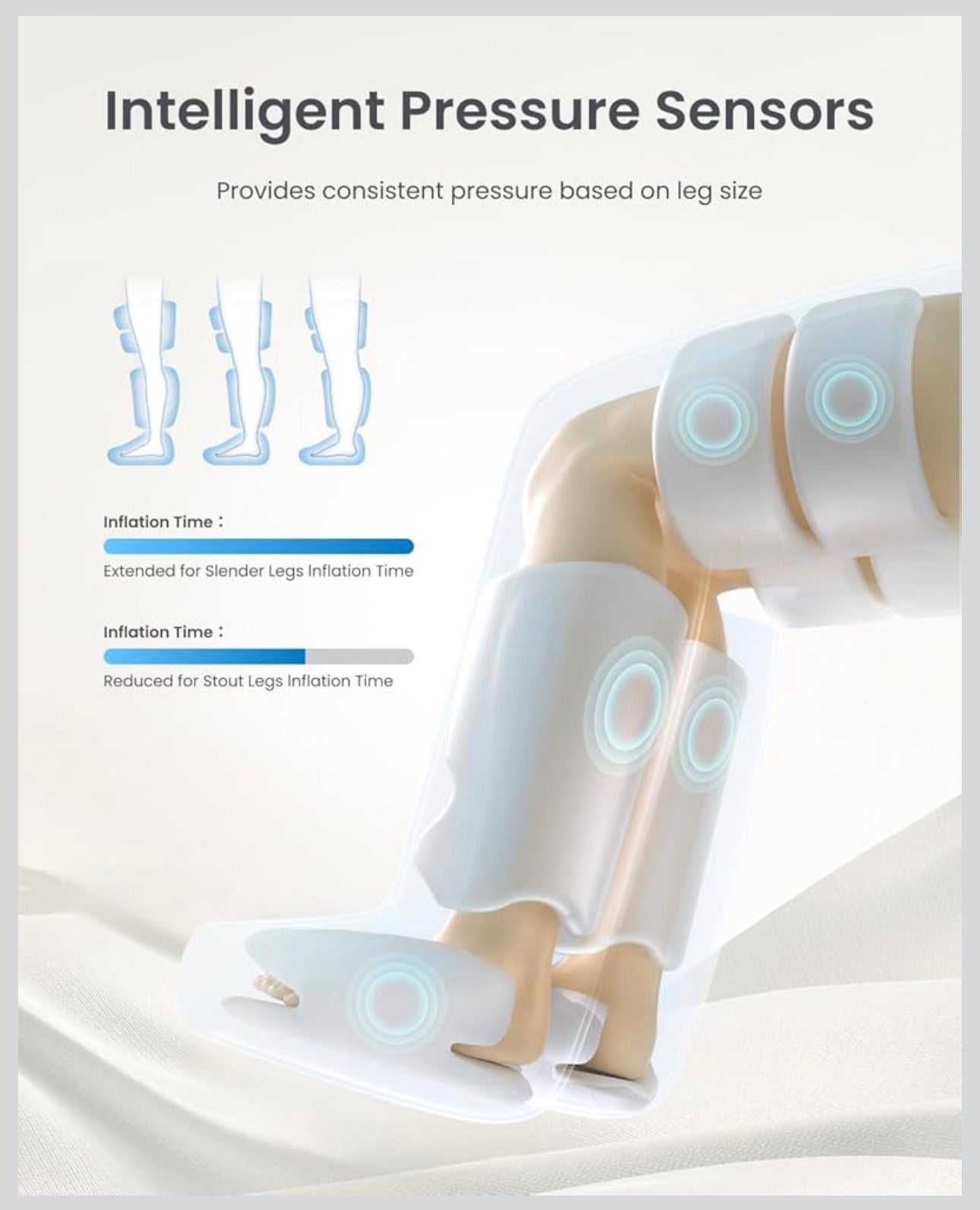 Air Pressure Leg Massager for Circulation and Relaxation, Calf Feet Thigh Massage, Sequential Wraps