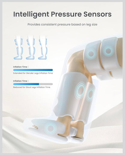 Air Pressure Leg Massager for Circulation and Relaxation, Calf Feet Thigh Massage, Sequential Wraps
