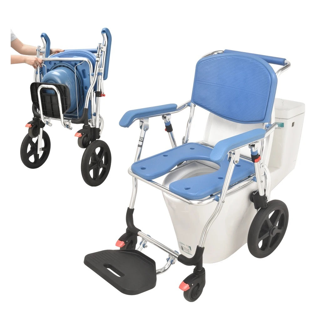 AquaFlex Deluxe: Folding Commode & Shower Wheelchair