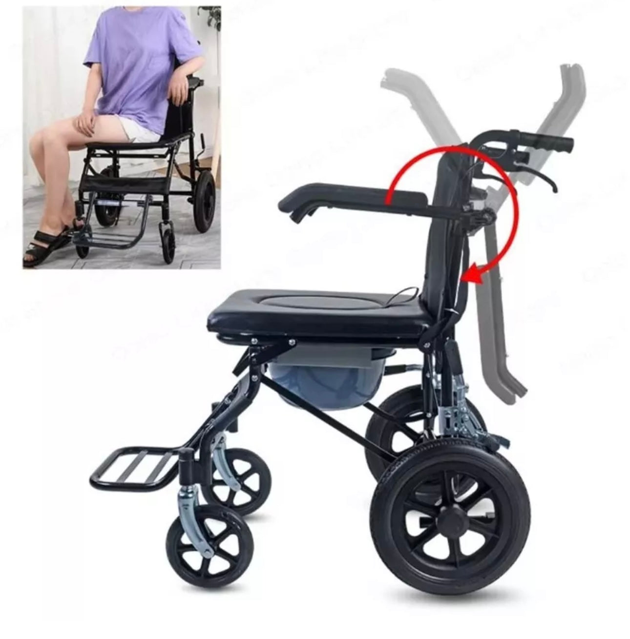 CareCompanion Lite - Folding Commode Wheelchair