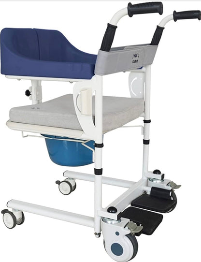 Patient transfer commode wheelchair side view