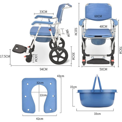 AquaFlex Deluxe: Folding Commode & Shower Wheelchair