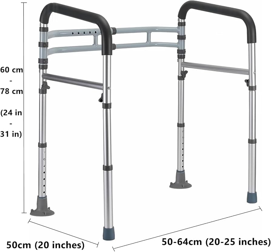 SafeFold Adjustable Suction Toilet Safety Rail — Foldable Support Frame