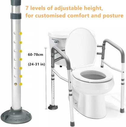 SafeFold Adjustable Suction Toilet Safety Rail — Foldable Support Frame