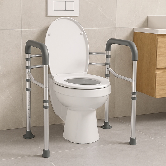 SafeFold Adjustable Suction Toilet Safety Rail — Foldable Support Frame