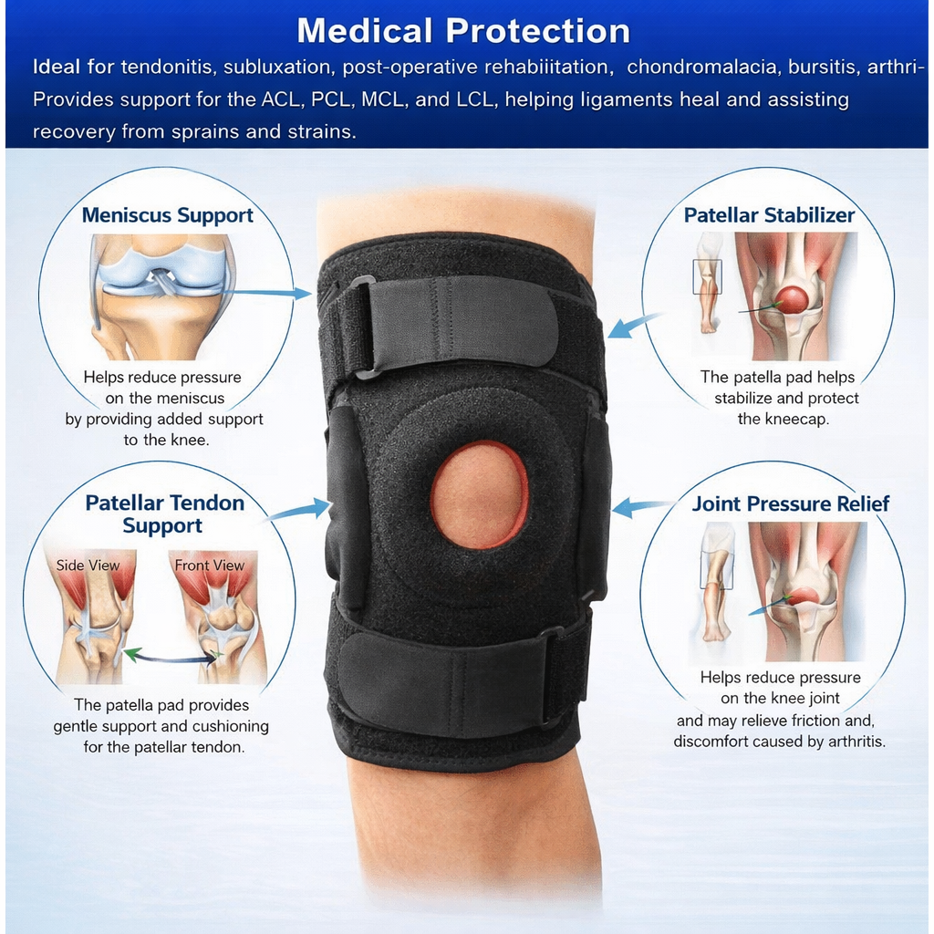 Double Hinged Full Knee Support Patella Brace