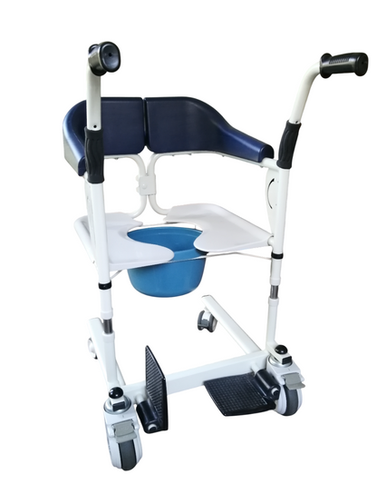 Commode transfer chair wheels and brakes