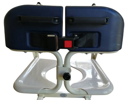 Patient transfer commode chair backrest