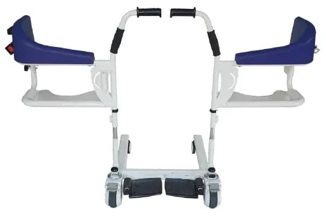 Patient transfer commode chair removable pan