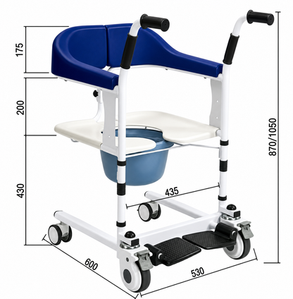 Transfer commode chair seat detail