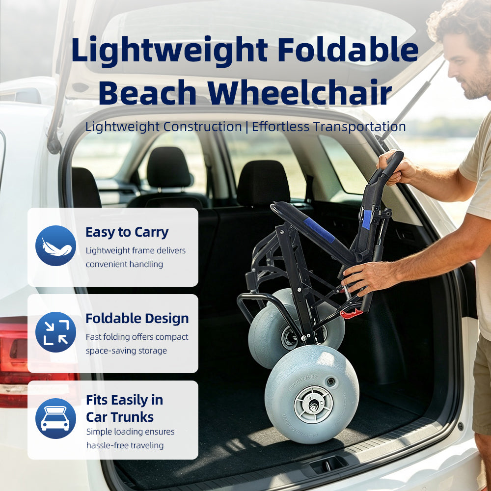 SandMate™ Foldable Beach Wheelchair with Balloon Sand Wheels