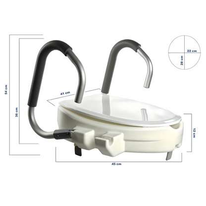 Elevated Raised Toilet Seat with Fold-Back Armrests