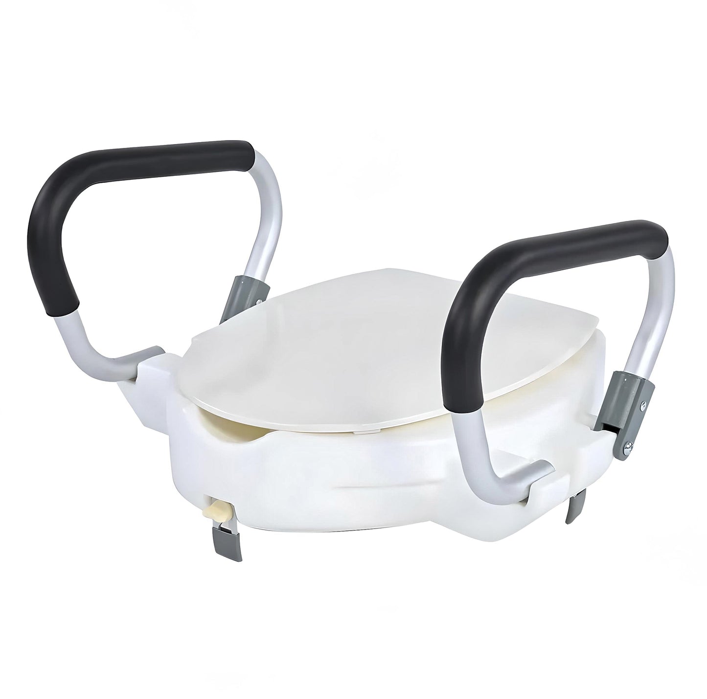 Elevated Raised Toilet Seat with Fold-Back Armrests