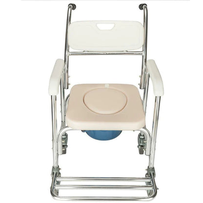 Mobile Shower Toilet Commode Chair Bathroom Bedside Footrest Wheelchair - Pain Free Me