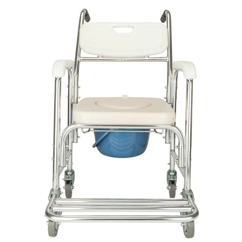 Mobile Shower Toilet Commode Chair Bathroom Bedside Footrest