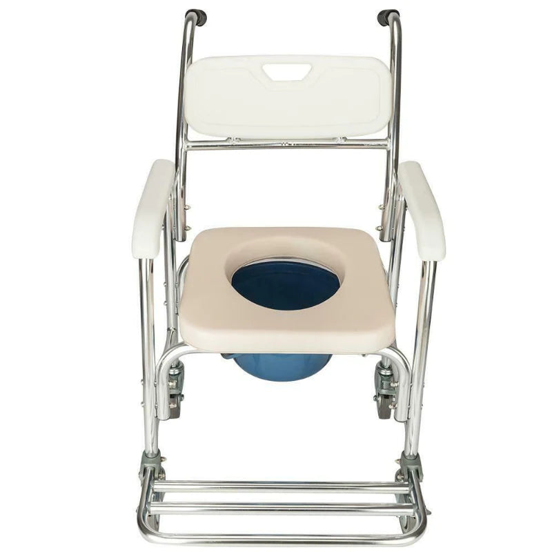 Mobile Shower Toilet Commode Chair Bathroom Bedside Footrest Wheelchair Mobility Delivery