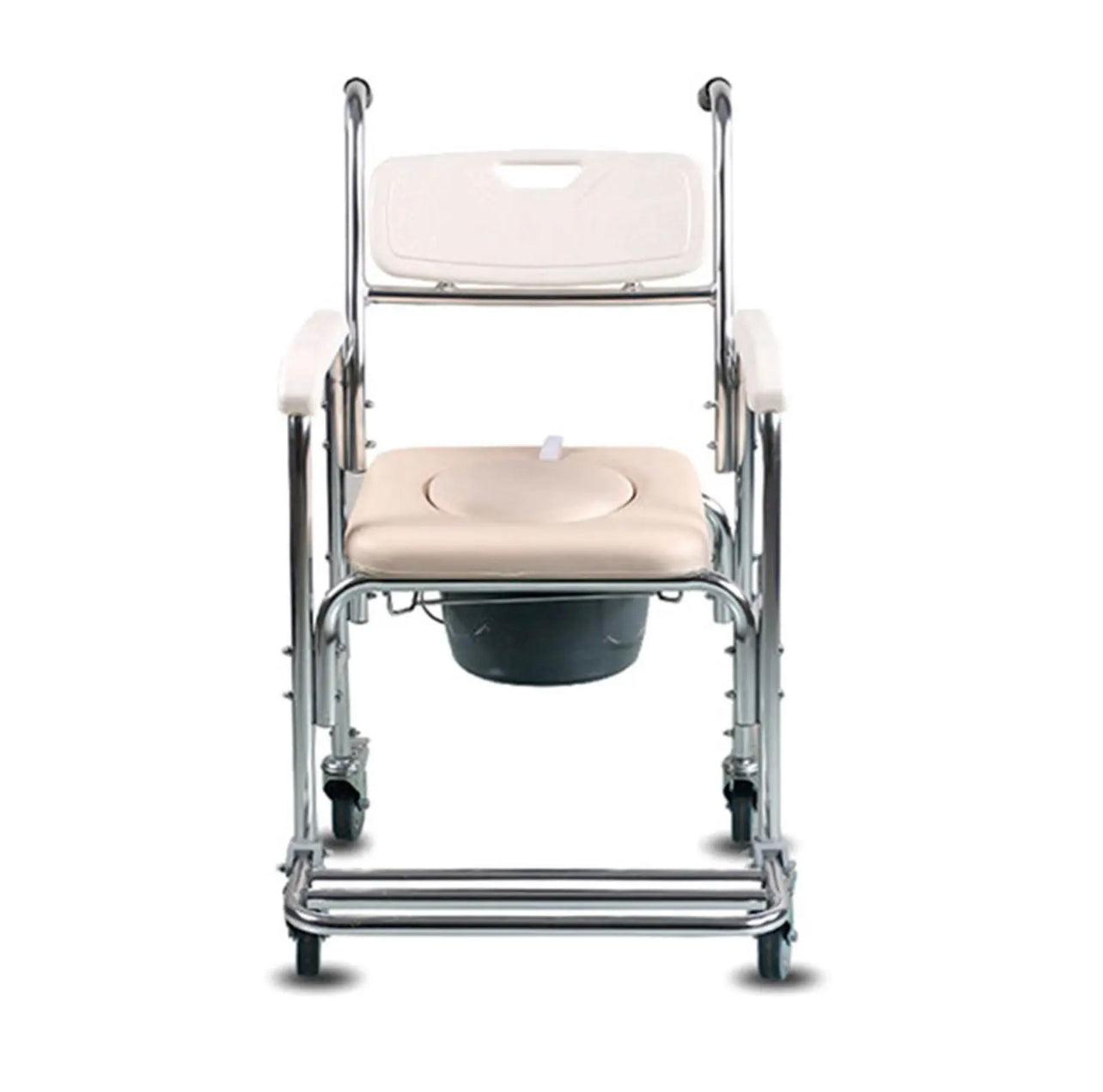 Mobile Shower Toilet Commode Chair Bathroom Bedside Footrest Wheelchair - Pain Free Me